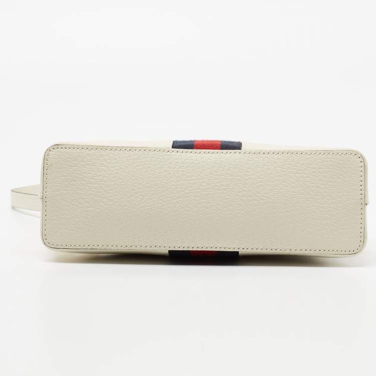 Pre Owned Gucci White Leather Small Ophidia Shoulder Bag
