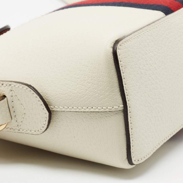 Pre Owned Gucci White Leather Small Ophidia Shoulder Bag