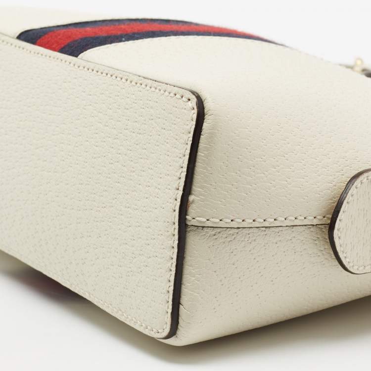 Pre Owned Gucci White Leather Small Ophidia Shoulder Bag