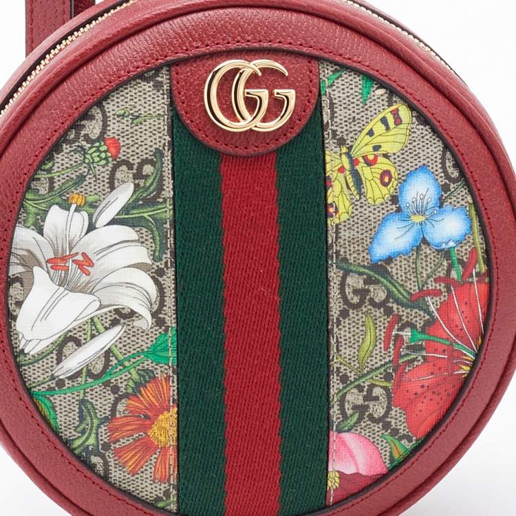 Pre Owned Gucci Multicolor/Red Flora GG Supreme Canvas and Leather Mini Ophidia Backpack