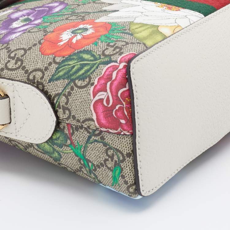 Pre Owned Gucci Multicolor/White Supreme Canvas and Leather Small Ophidia Shoulder Bag