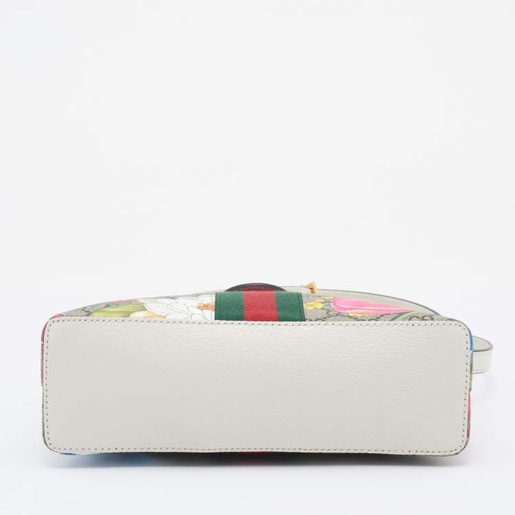 Pre Owned Gucci Multicolor/White Supreme Canvas and Leather Small Ophidia Shoulder Bag