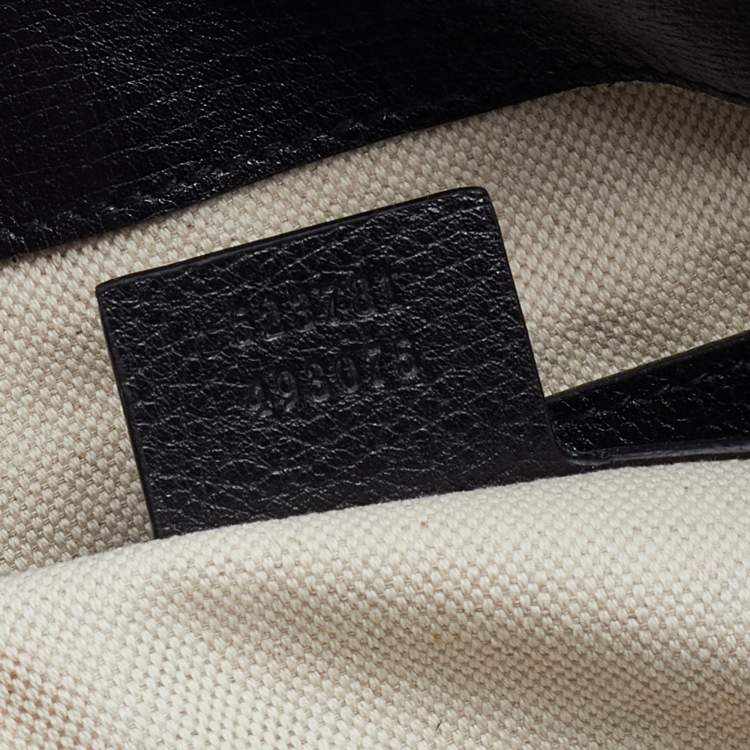 Pre Owned Gucci Black/Dark Green Velvet and Leather Ophidia Shopper Tote