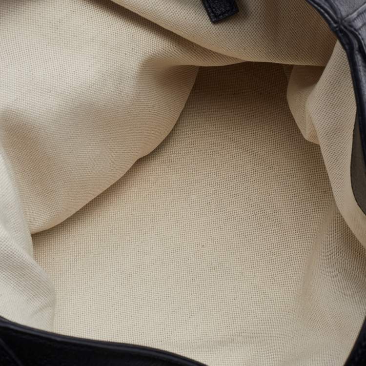 Pre Owned Gucci Black/Dark Green Velvet and Leather Ophidia Shopper Tote