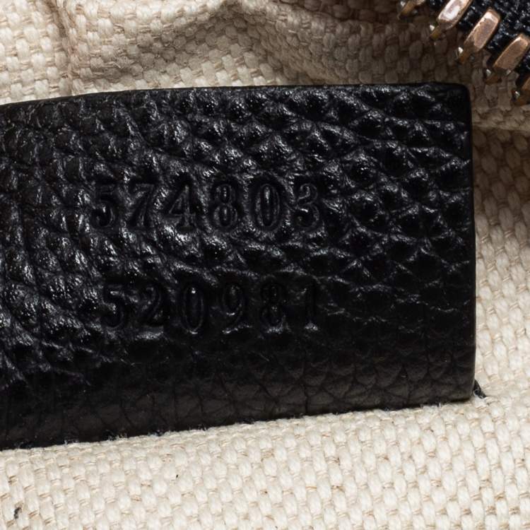 Pre Owned Gucci Black Leather Logo Print Messenger Bag 