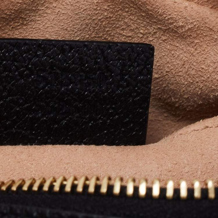 Pre Owned Gucci Black Leather And Web Mini Ophidia Crossbody Bag