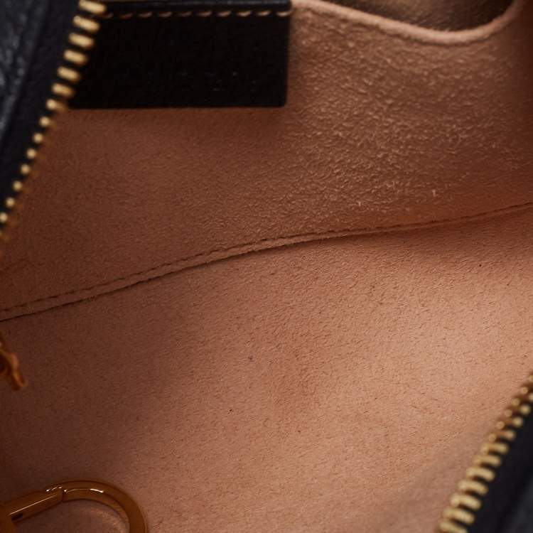 Pre Owned Gucci Black Leather And Web Mini Ophidia Crossbody Bag
