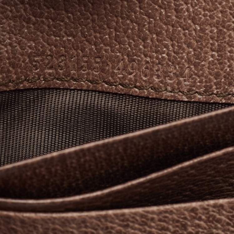 Pre Owned Gucci Brown GG Supreme Canvas and Leather Web Ophidia Card Case Wallet