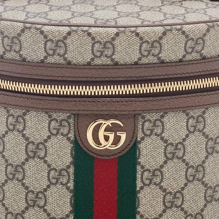 Pre Owned Gucci Beige/Brown GG Supreme Canvas And Leather Ophidia Cosmetic Bag