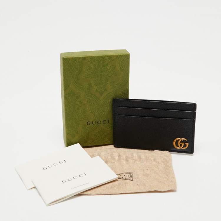 Pre Owned Gucci Black Leather GG Marmont Card Holder