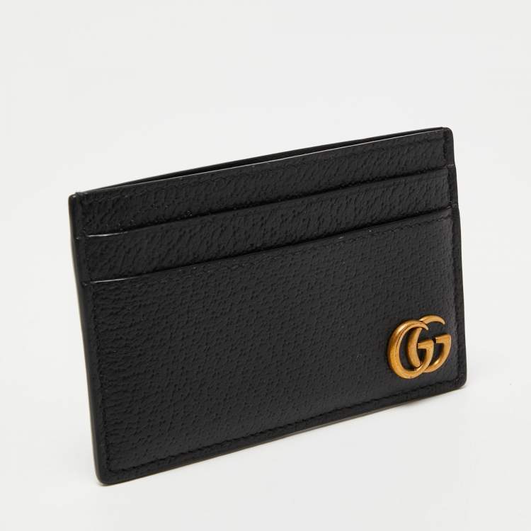 Pre Owned Gucci Black Leather GG Marmont Card Holder