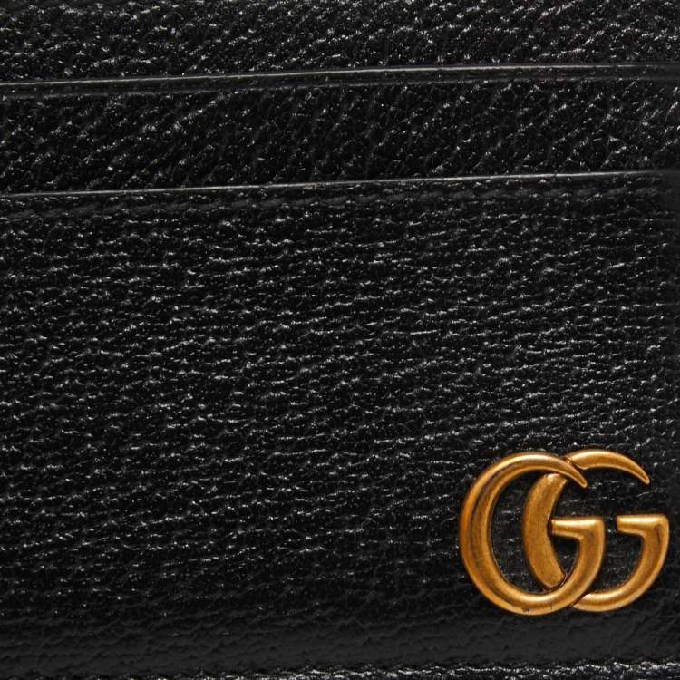 Pre Owned Gucci Black Leather GG Marmont Card Holder