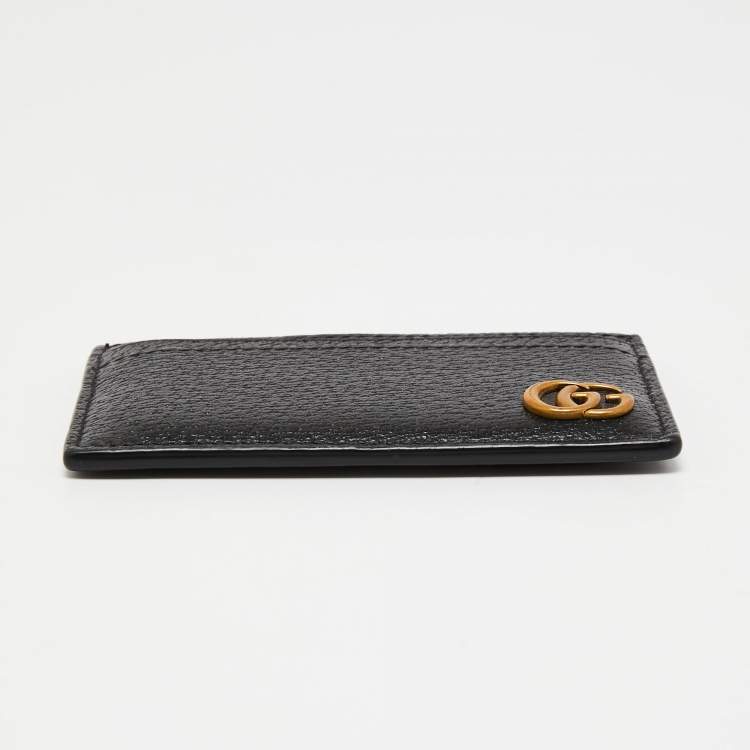 Pre Owned Gucci Black Leather GG Marmont Card Holder
