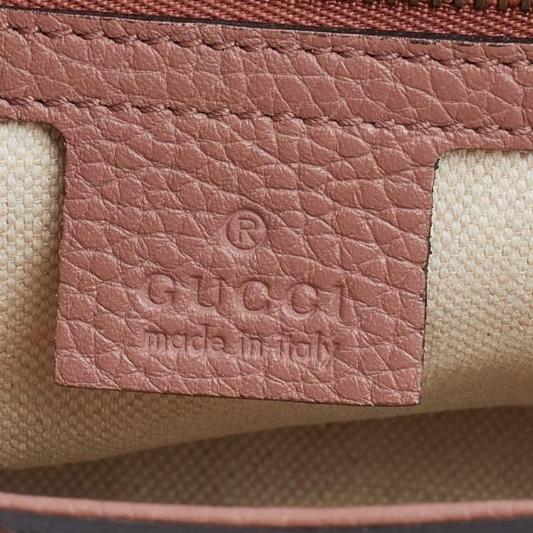 Pre Owned Gucci Pink Leather Small GG Marmont Top Handle Bag
