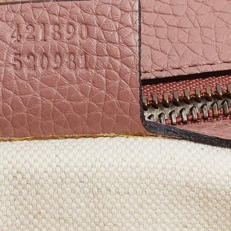 Pre Owned Gucci Pink Leather Small GG Marmont Top Handle Bag
