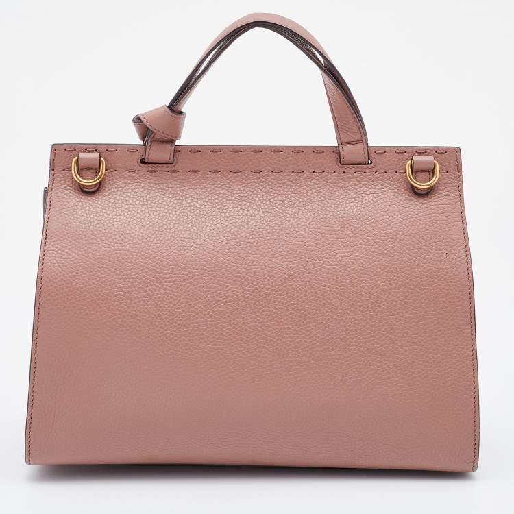 Pre Owned Gucci Pink Leather Small GG Marmont Top Handle Bag