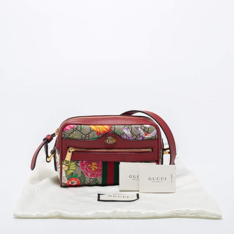Pre Owned Gucci Multicolor GG Supreme Canvas and Leather Mini Ophidia Crossbody Bag
