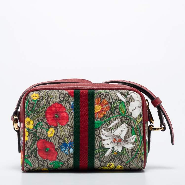 Pre Owned Gucci Multicolor GG Supreme Canvas and Leather Mini Ophidia Crossbody Bag