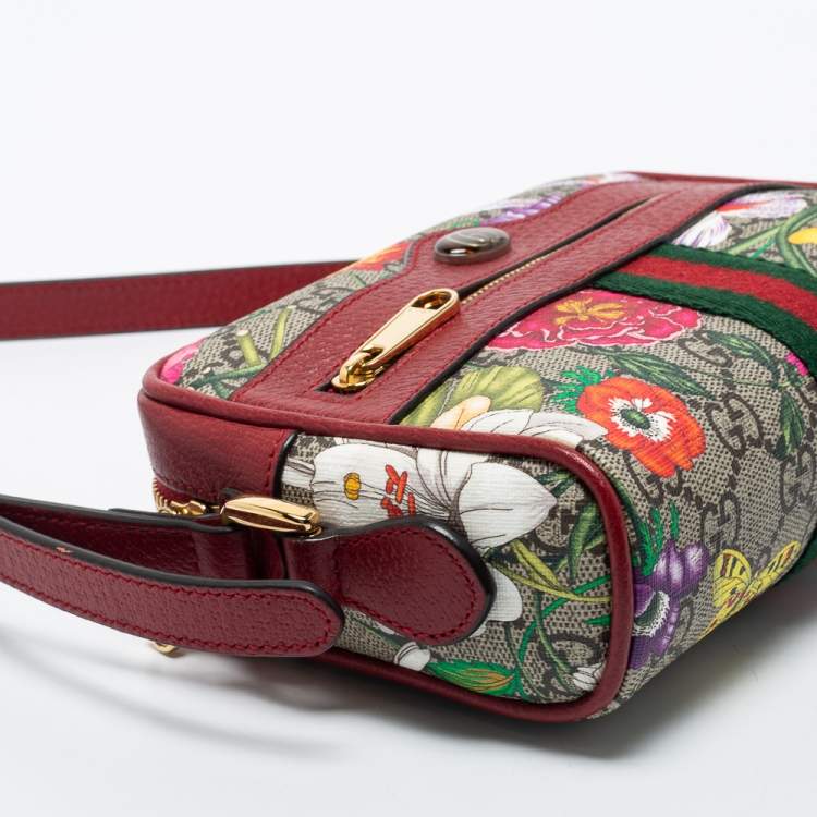 Pre Owned Gucci Multicolor GG Supreme Canvas and Leather Mini Ophidia Crossbody Bag