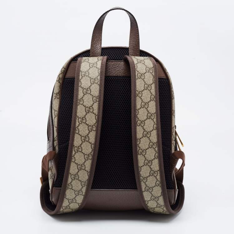 Pre Owned Gucci Beige/Ebony GG Supreme Canvas and Leather Small Ophidia Backpack