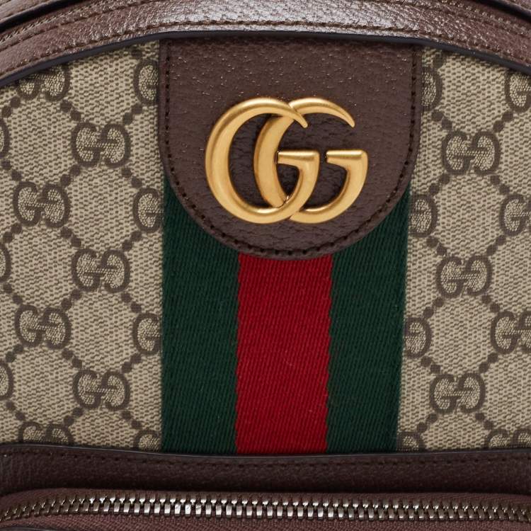 Pre Owned Gucci Beige/Ebony GG Supreme Canvas and Leather Small Ophidia Backpack