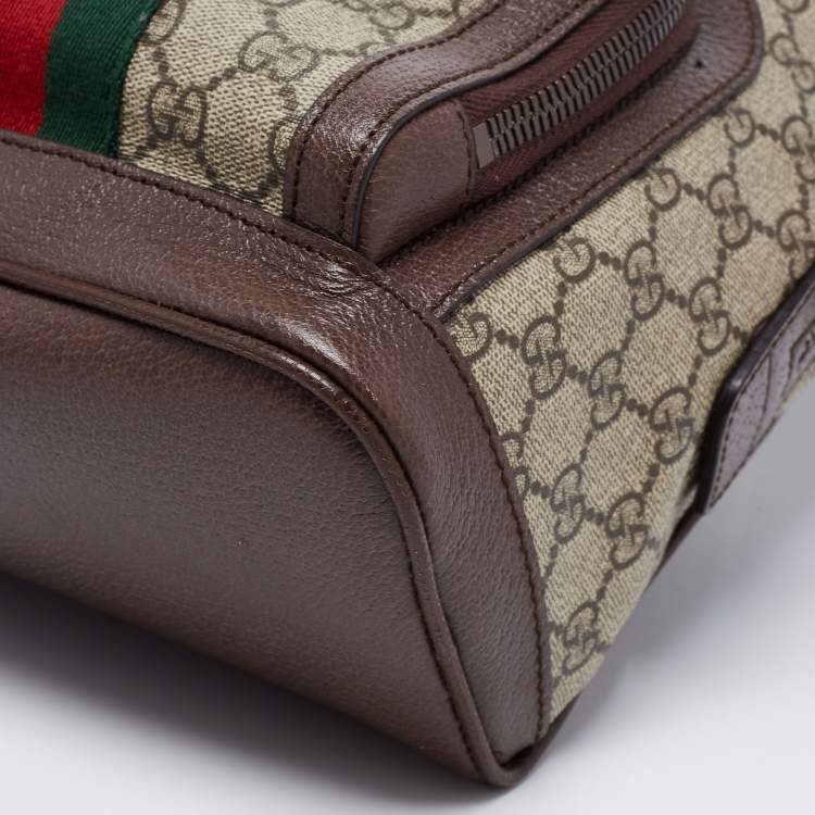 Pre Owned Gucci Beige/Ebony GG Supreme Canvas and Leather Small Ophidia Backpack