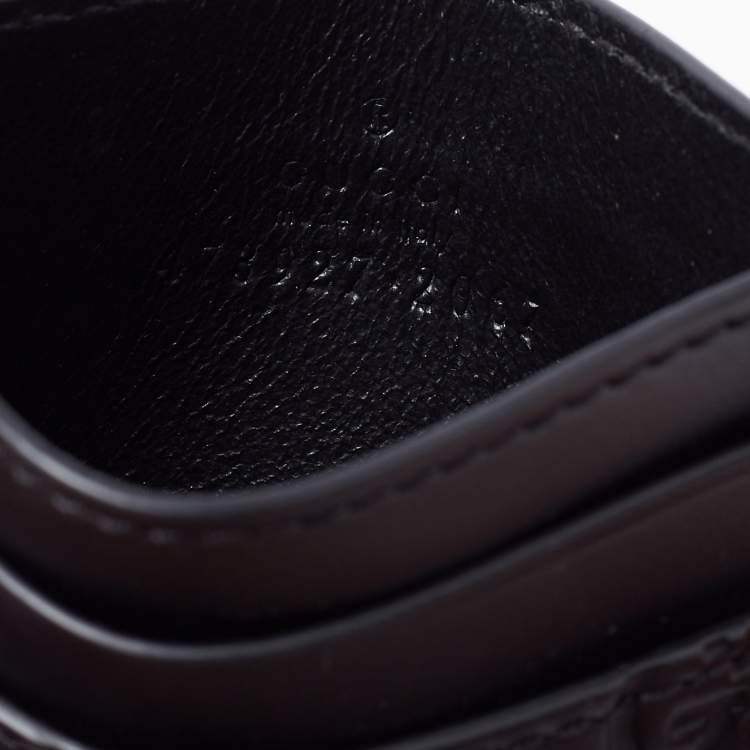 Pre Owned Gucci Black Guccissima Leather Card Holder