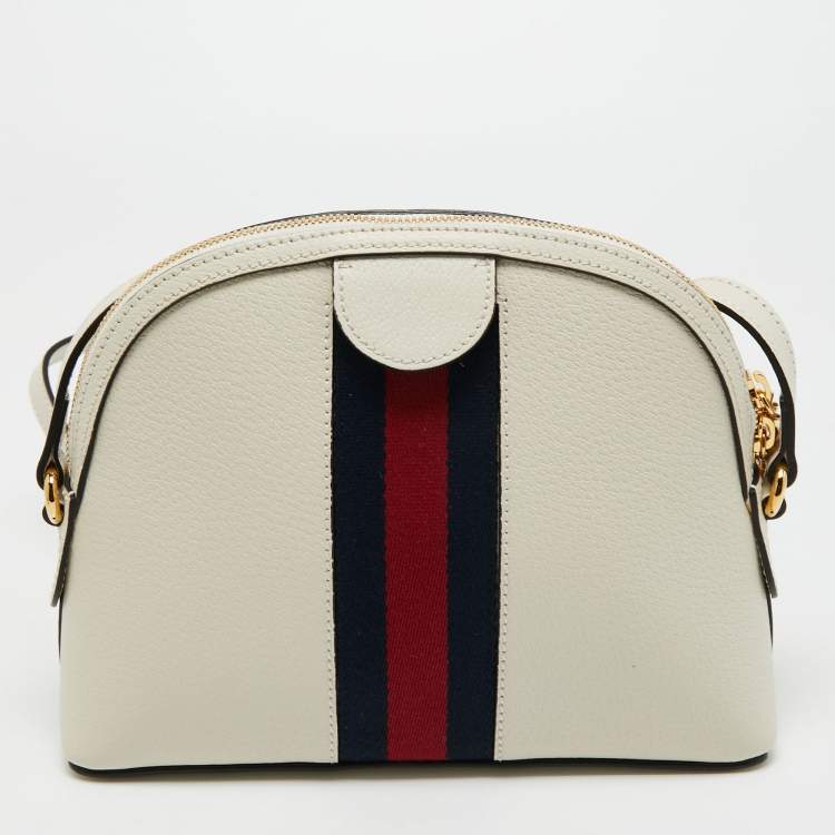 Pre Owned Gucci White Leather Small Ophidia Shoulder Bag