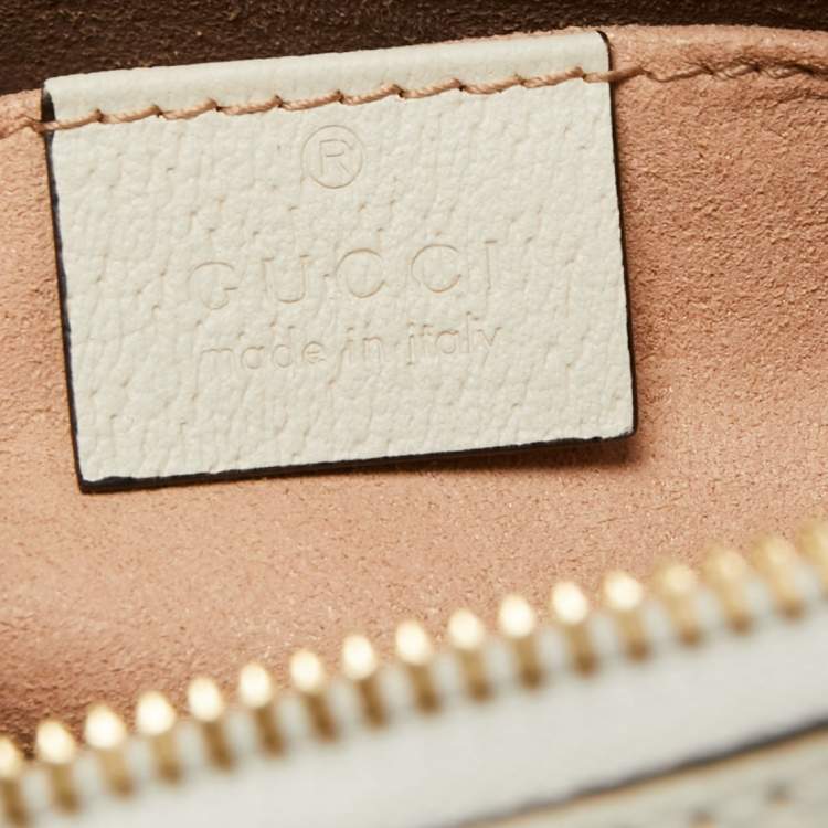 Pre Owned Gucci White Leather Small Ophidia Shoulder Bag