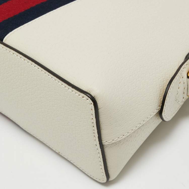 Pre Owned Gucci White Leather Small Ophidia Shoulder Bag