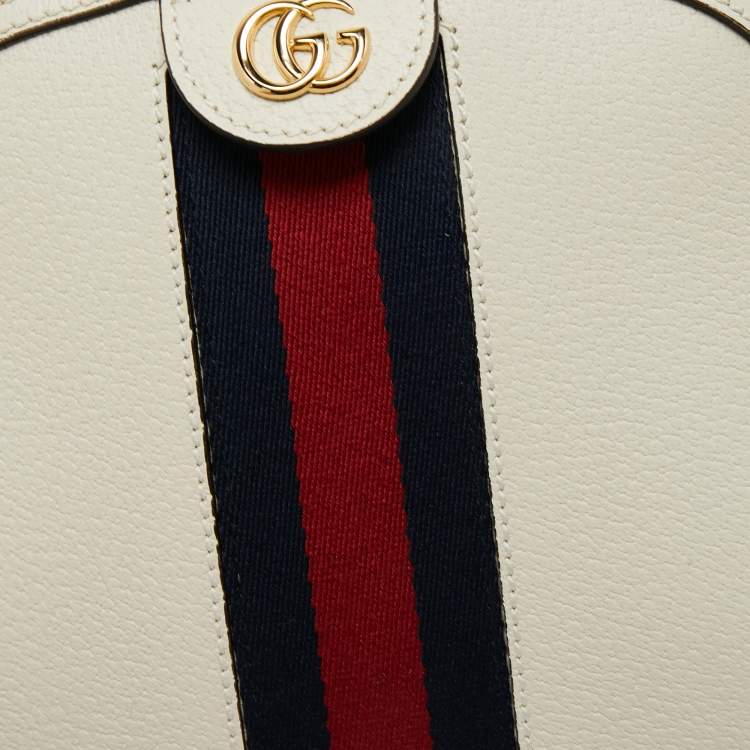 Pre Owned Gucci White Leather Small Ophidia Shoulder Bag