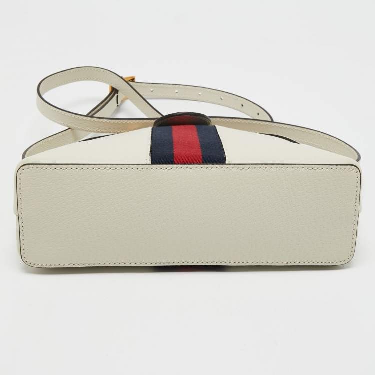 Pre Owned Gucci White Leather Small Ophidia Shoulder Bag