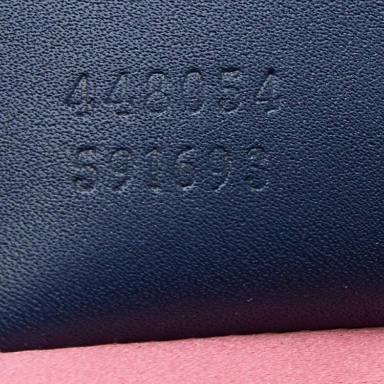 Pre Owned Gucci Blue Quilted Denim Small Pearl GG Marmont Tote