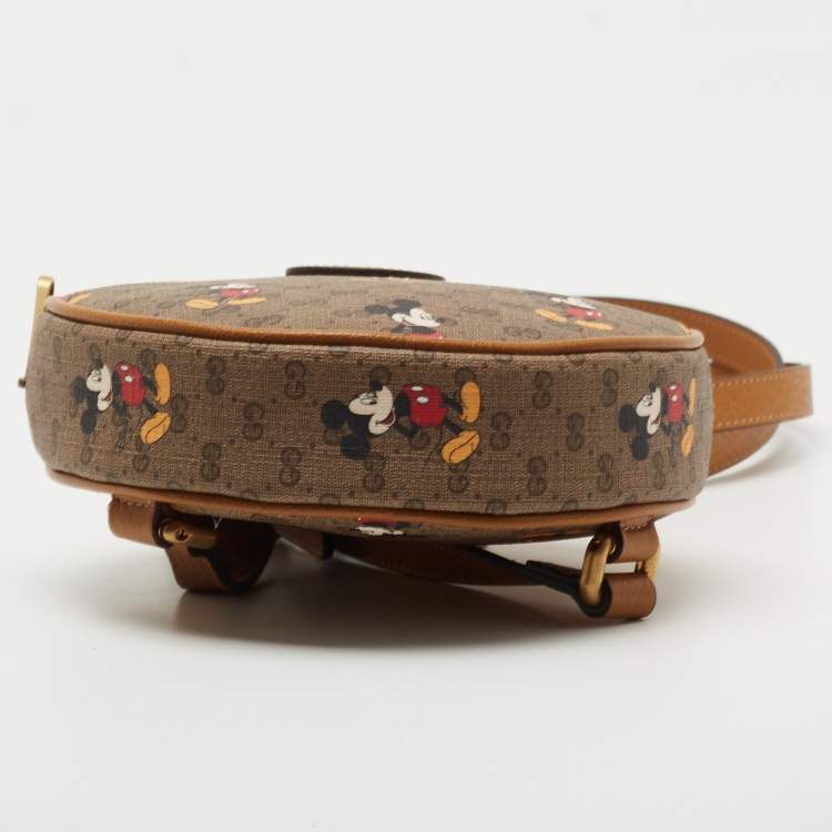 مملوكة مسبقًا Gucci x Disney Brown GG Supreme Canvas and Leather Mickey Mouse Round Backpack