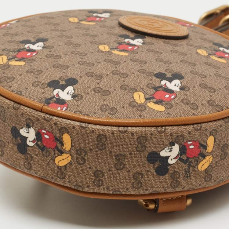 مملوكة مسبقًا Gucci x Disney Brown GG Supreme Canvas and Leather Mickey Mouse Round Backpack
