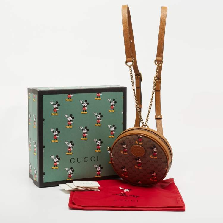 مملوكة مسبقًا Gucci x Disney Brown GG Supreme Canvas and Leather Mickey Mouse Round Backpack