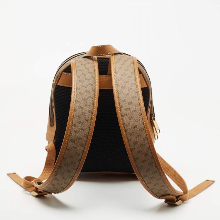 Pre Owned Gucci x Disney Brown GG Supreme Canvas and Leather Mickey Mouse Backpack