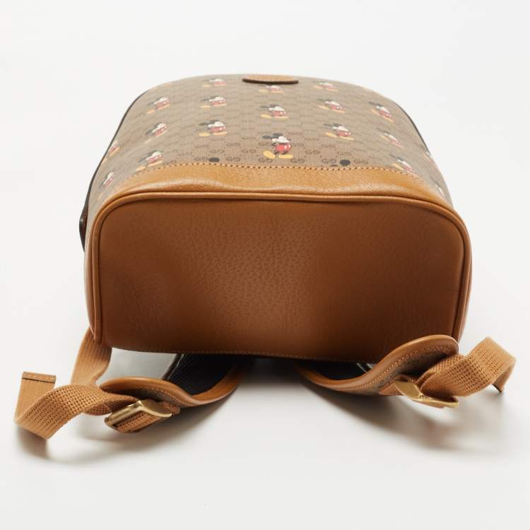 Pre Owned Gucci x Disney Brown GG Supreme Canvas and Leather Mickey Mouse Backpack