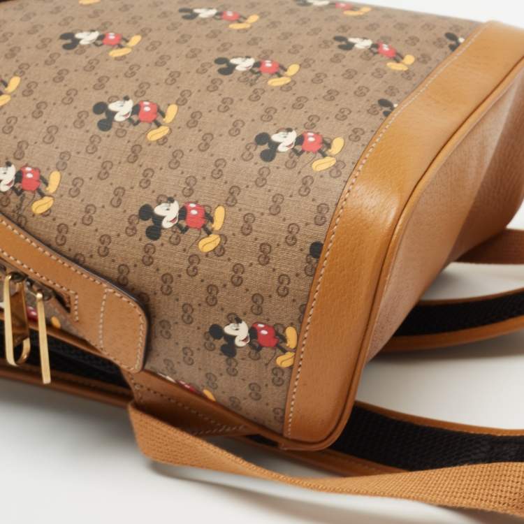 Pre Owned Gucci x Disney Brown GG Supreme Canvas and Leather Mickey Mouse Backpack