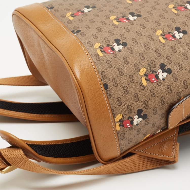 Pre Owned Gucci x Disney Brown GG Supreme Canvas and Leather Mickey Mouse Backpack