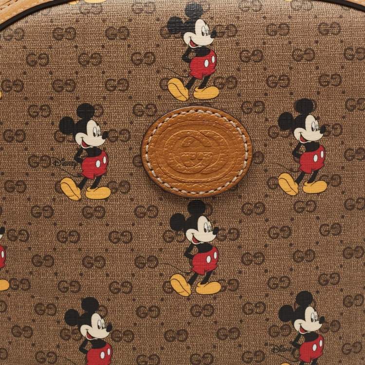 Pre Owned Gucci x Disney Brown GG Supreme Canvas and Leather Mickey Mouse Backpack