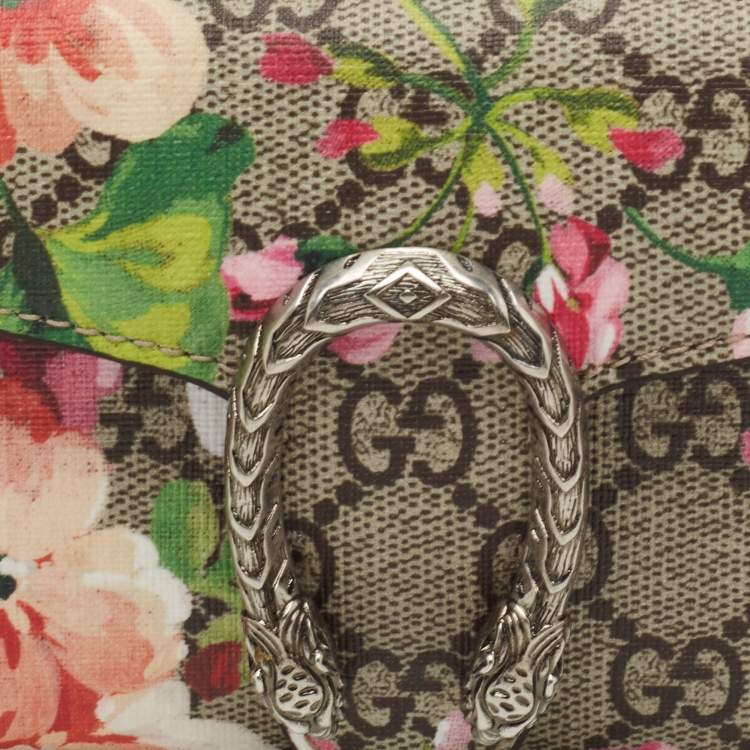 Pre Owned Gucci Multicolor GG Supreme Blooms Canvas and Leather Dionysus Wallet On Chain