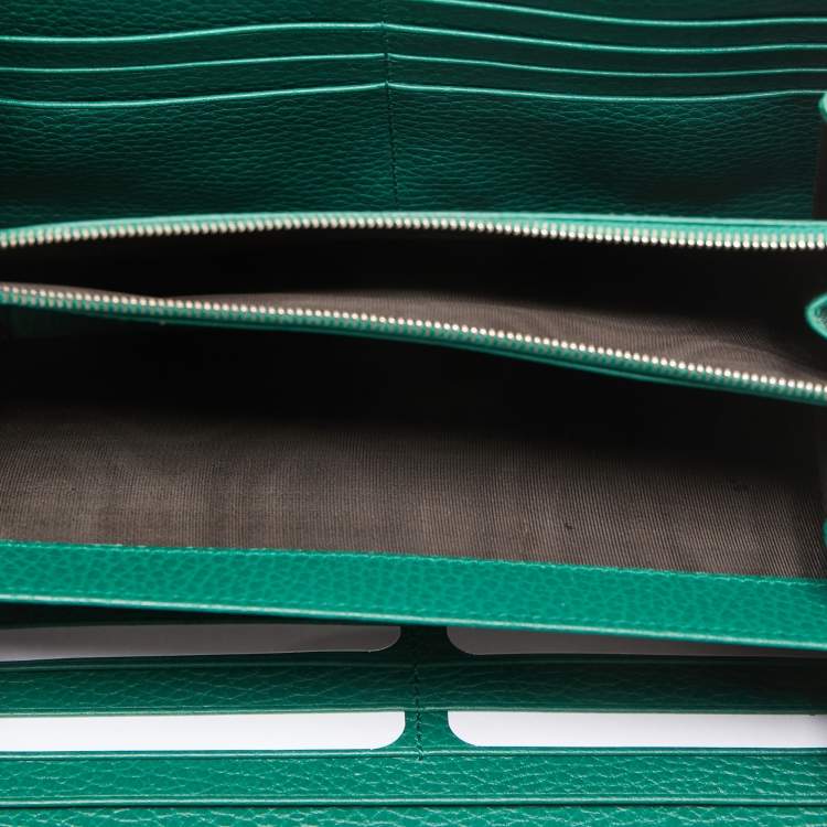 Pre Owned Gucci Green Leather Dionysus Wallet On Chain