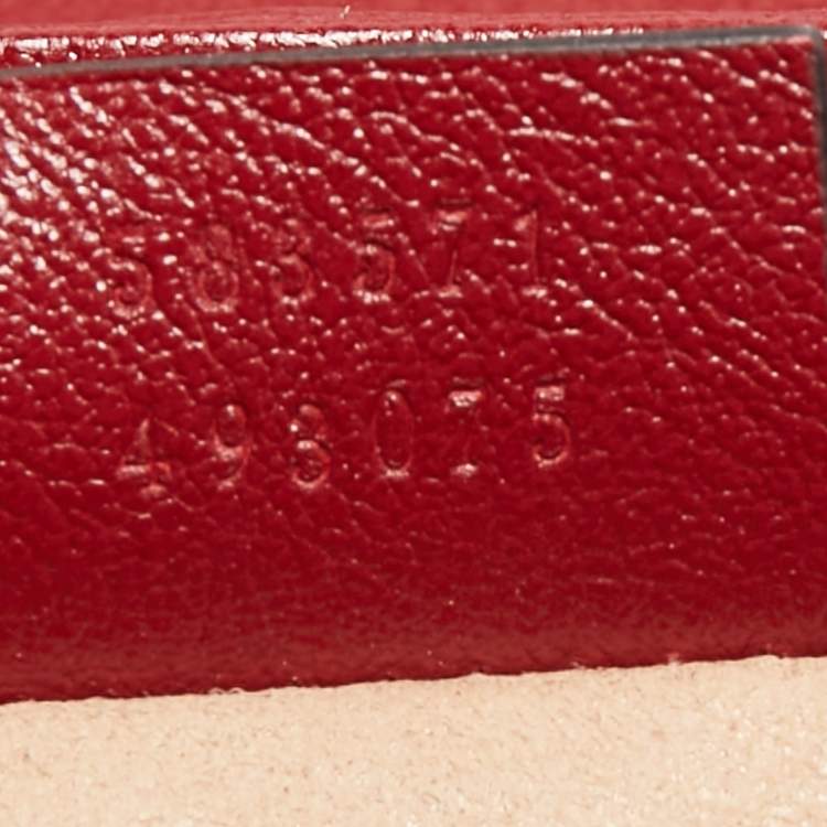 Pre Owned Gucci Black/Red Diagonal Quilt Leather Mini GG Marmont Top Handle Bag