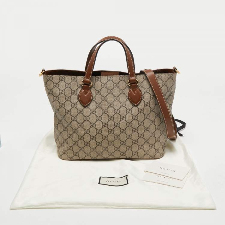 Pre Owned Gucci Brown/Beige GG Supreme Canvas Small Tote