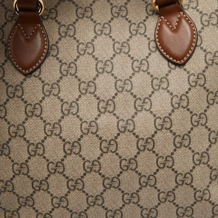 Pre Owned Gucci Brown/Beige GG Supreme Canvas Small Tote