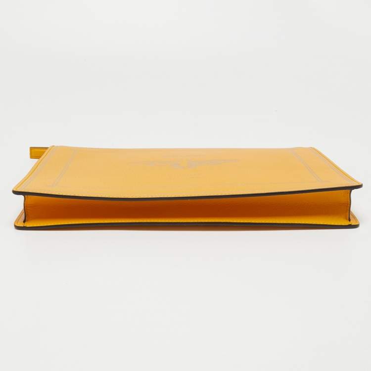 Pre Owned Gucci Mustard Leather Garden Bat Clutch