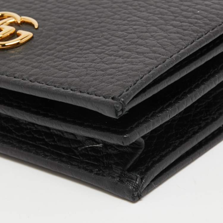 Pre Owned Gucci Black Leather GG Marmont Flap Card Case