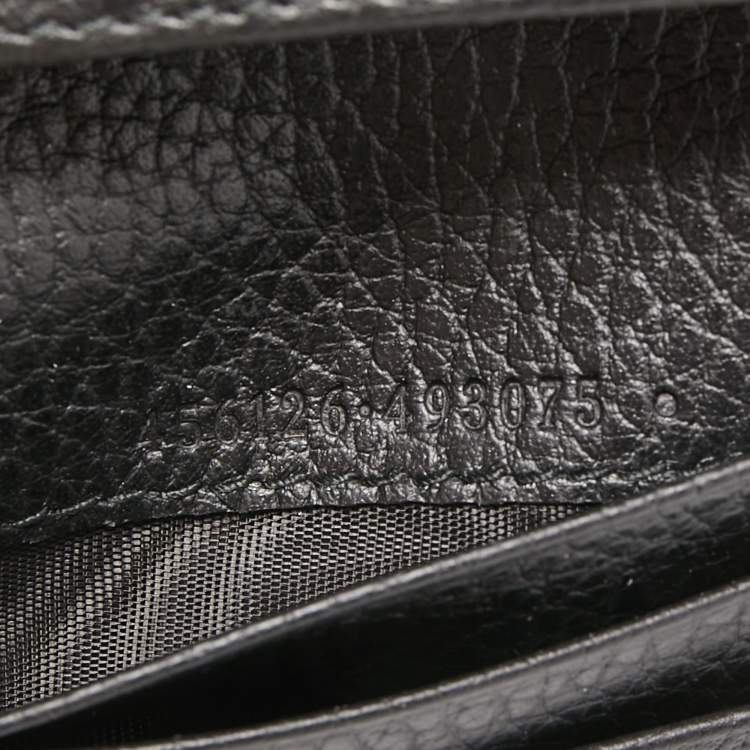 Pre Owned Gucci Black Leather GG Marmont Flap Card Case
