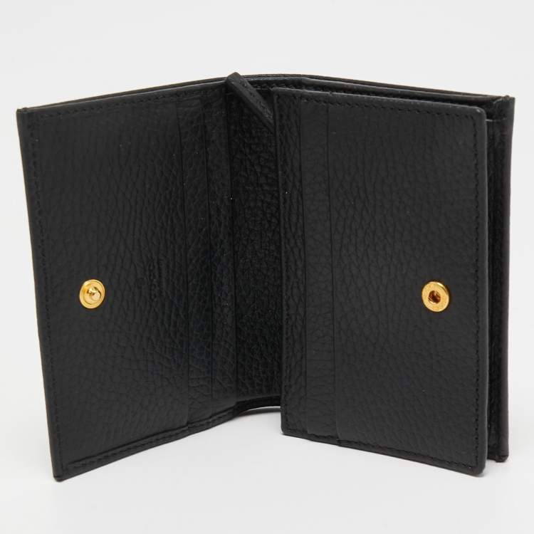 Pre Owned Gucci Black Leather GG Marmont Flap Card Case